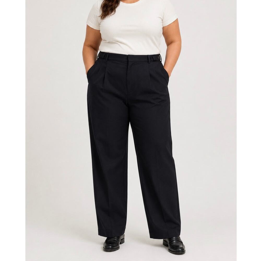NWT Madewell High-Rise Barrel-Leg Trouser Dress Pants In True Black Size 28/4X